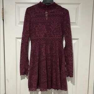 Free People- Lace Burgundy Dress